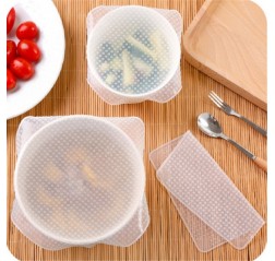 4 Sets of Silicone Food Cling Film Sealed Universal Bowl Cover OPP Bag Packaging