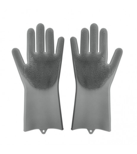 A Pair Magic Silicone Scrubber Rubber Cleaning Gloves Kitchen Helper