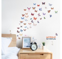 Color Butterfly Removable PVC Window Film Wall Sticker