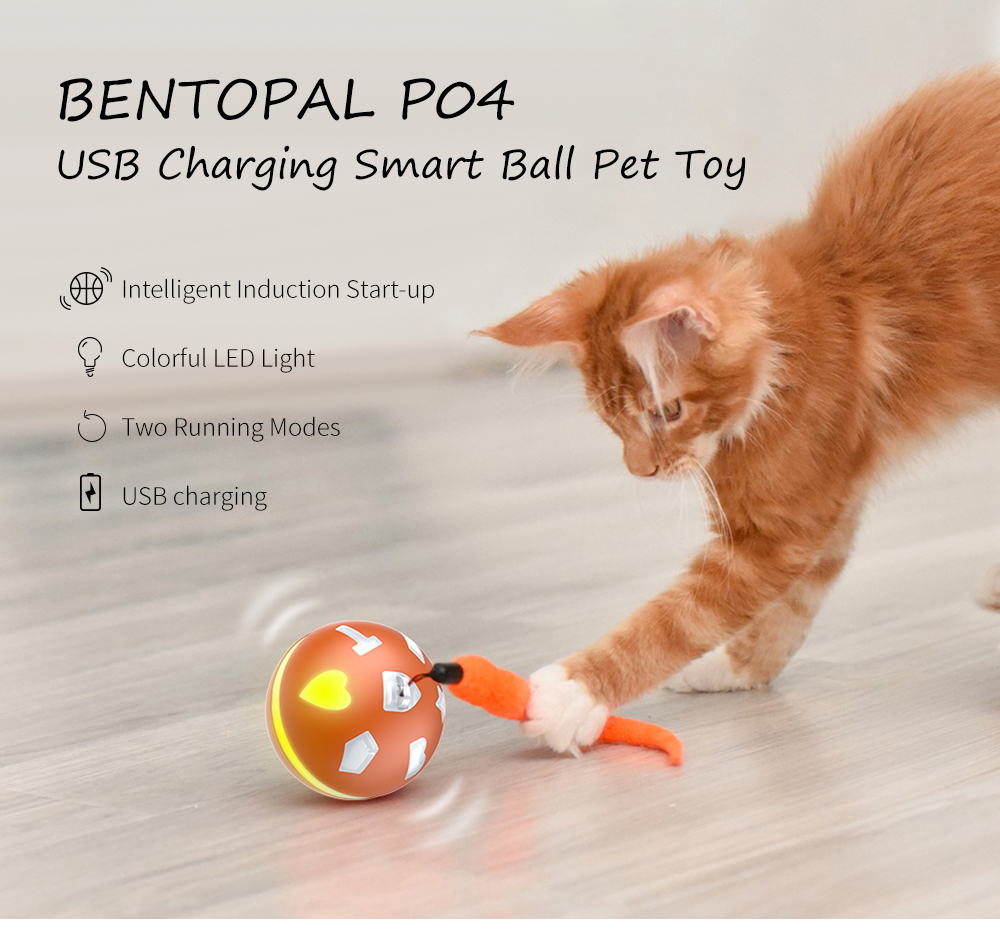 BENTOPAL P04 USB Charging Smart Ball Pet Toy with Colorful LED Lights